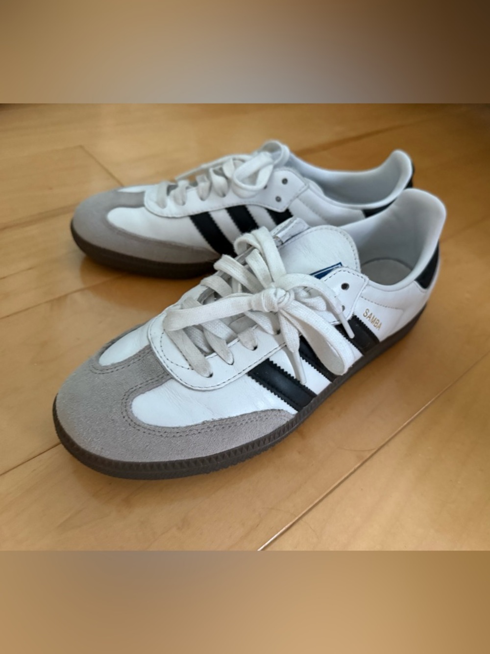 adidas Samba Sneakers in White and Black with Gum Sole